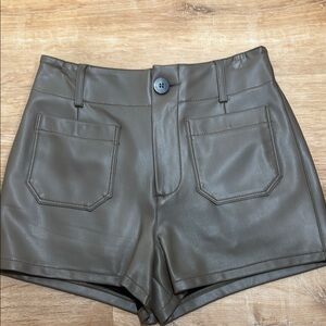 Anthropologie High Waist Leather Shorts in Brown